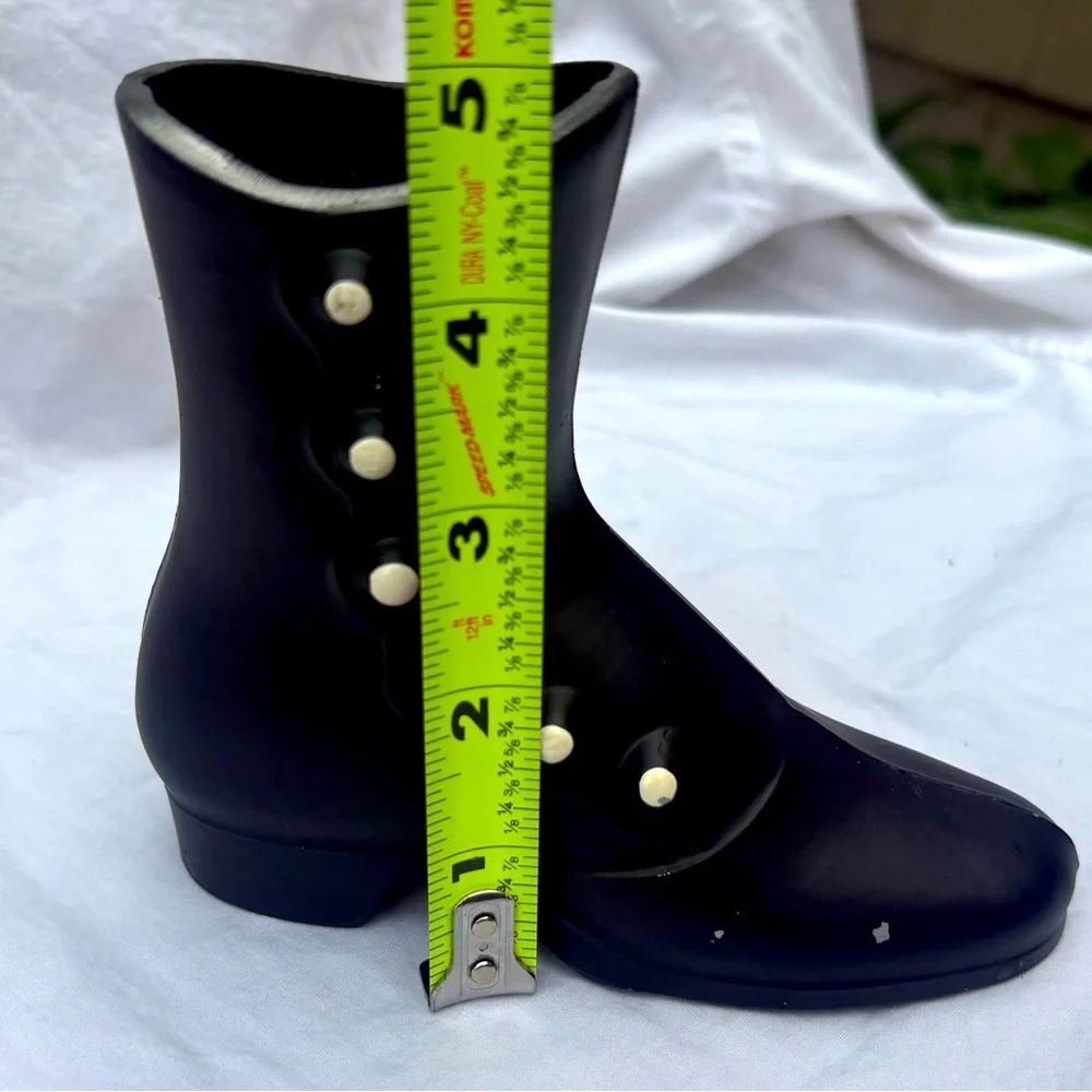 Vintage Ceramic Victorian Black Boot Planter Vase